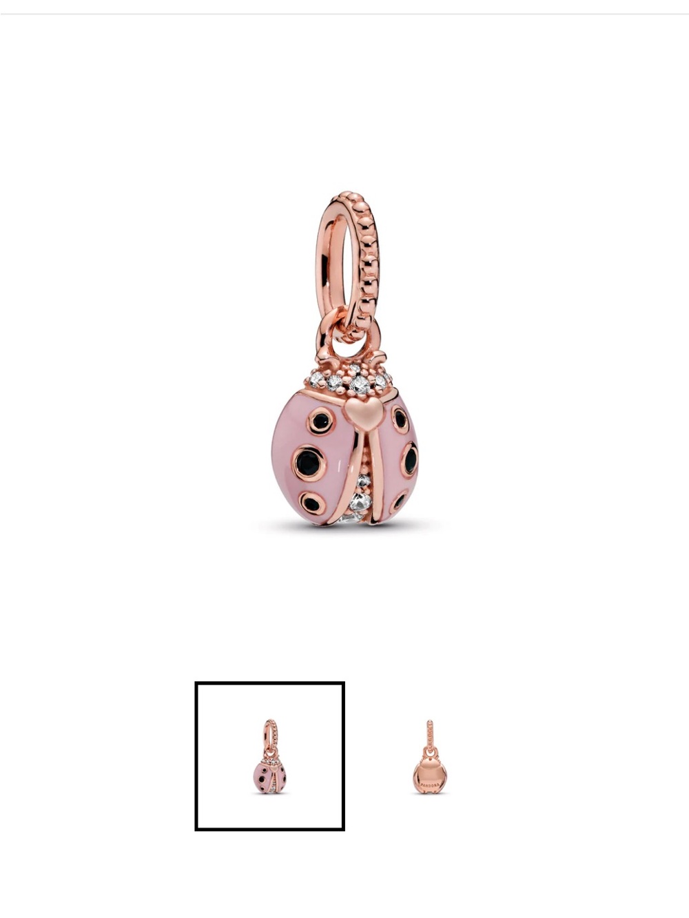 Pandora Rose Gold Ladybug Bracelet/Necklace Charm Pendant - Pink Enamel